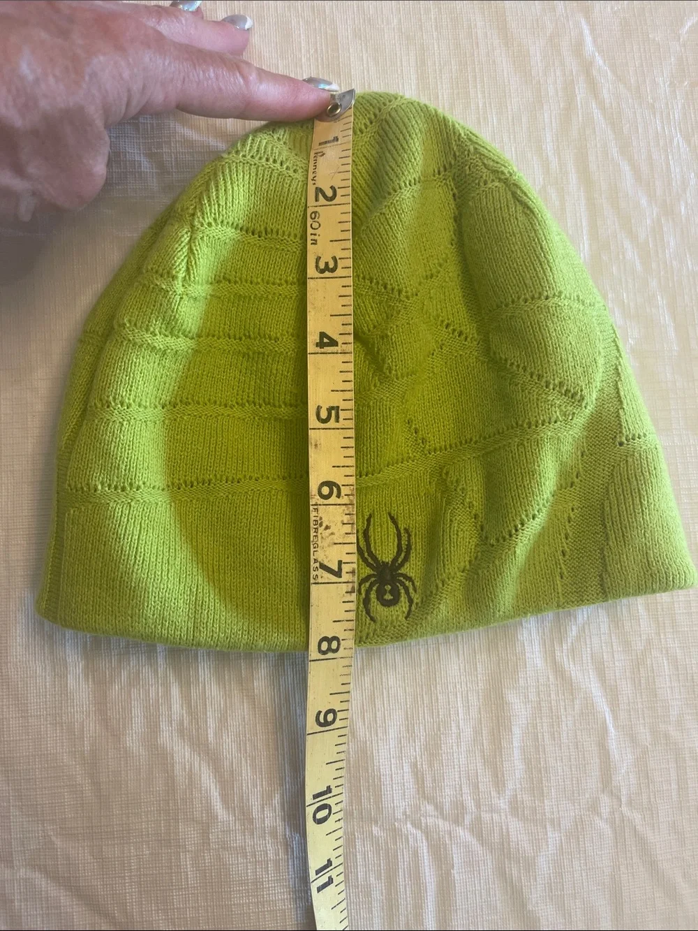 Spyder Lime Knit Beanie with Spider Logo Unisex OS Like New